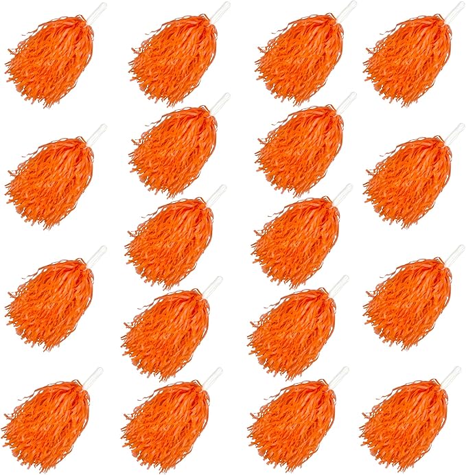 kdpatfav 18pcs 橙色啦啦队绒球铝箔塑料绒球适用于比赛运动队跳舞